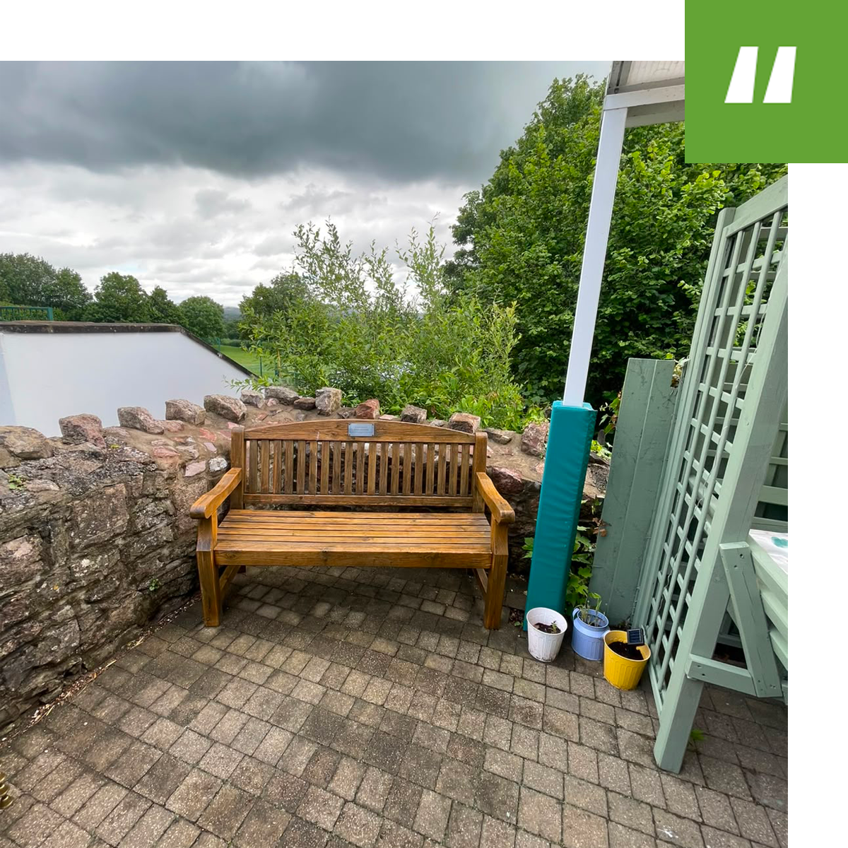 Refurbished outdoor quiet reflection area at Pendoylan Church in Wales Primary School